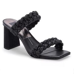 Dolce Vita Paily braided embellished black high heel sandals women’s Size 5